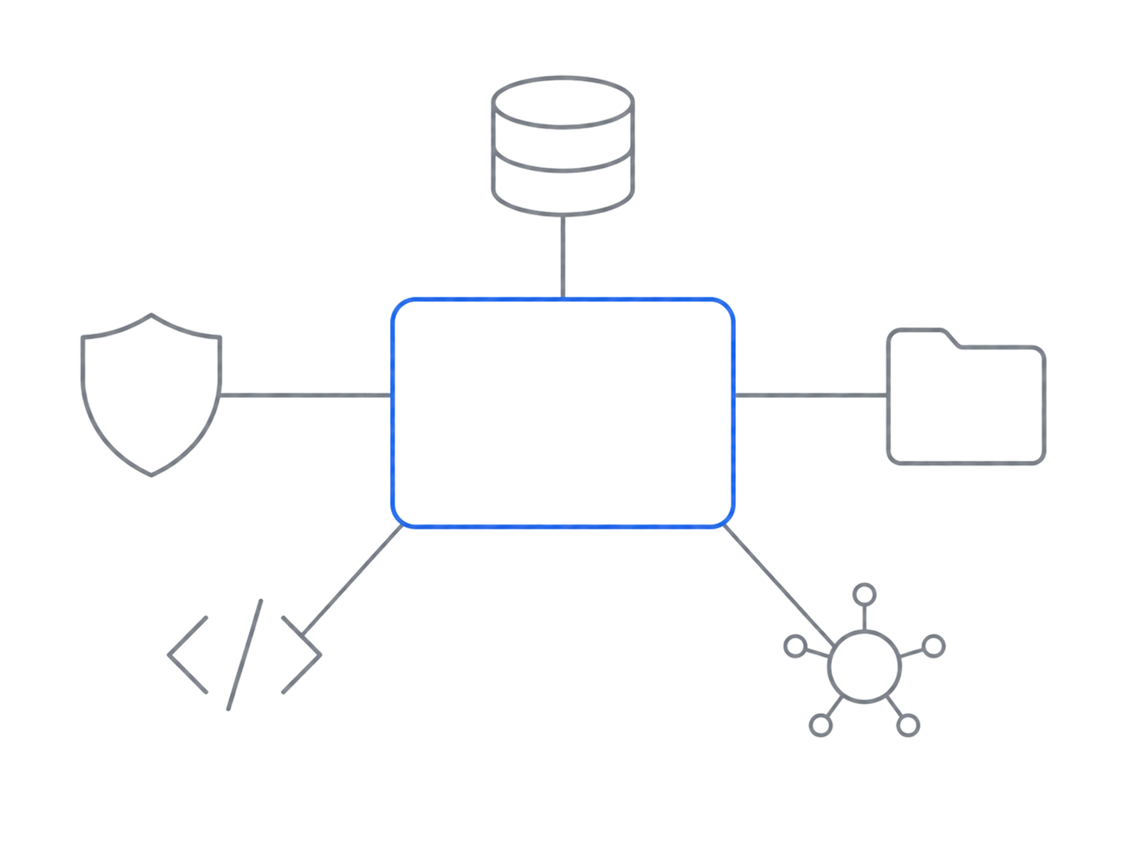 RachBase platform modules — database, authentication, storage, APIs, and an agent node — connected into one system