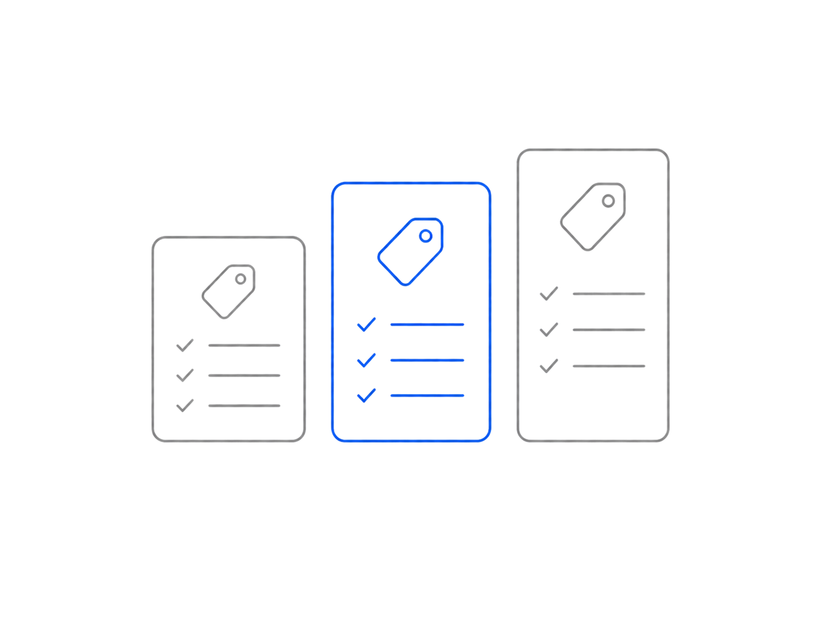 Three pricing plans side by side with the recommended plan highlighted